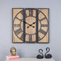 wc4 Brown Three-Piece Wooden Wall Clock with Roman Numerals