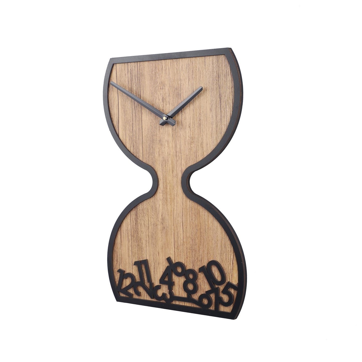 wc17 Wooden Hourglass Wall Clock with Black Accents