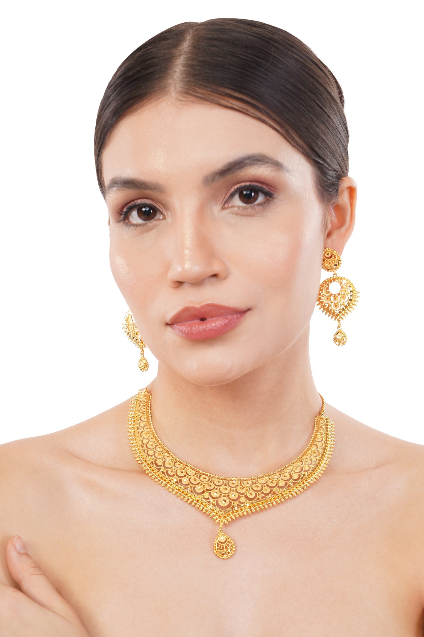 03 Sparkling 1Gm Gold-Plated Necklace and Earring Set