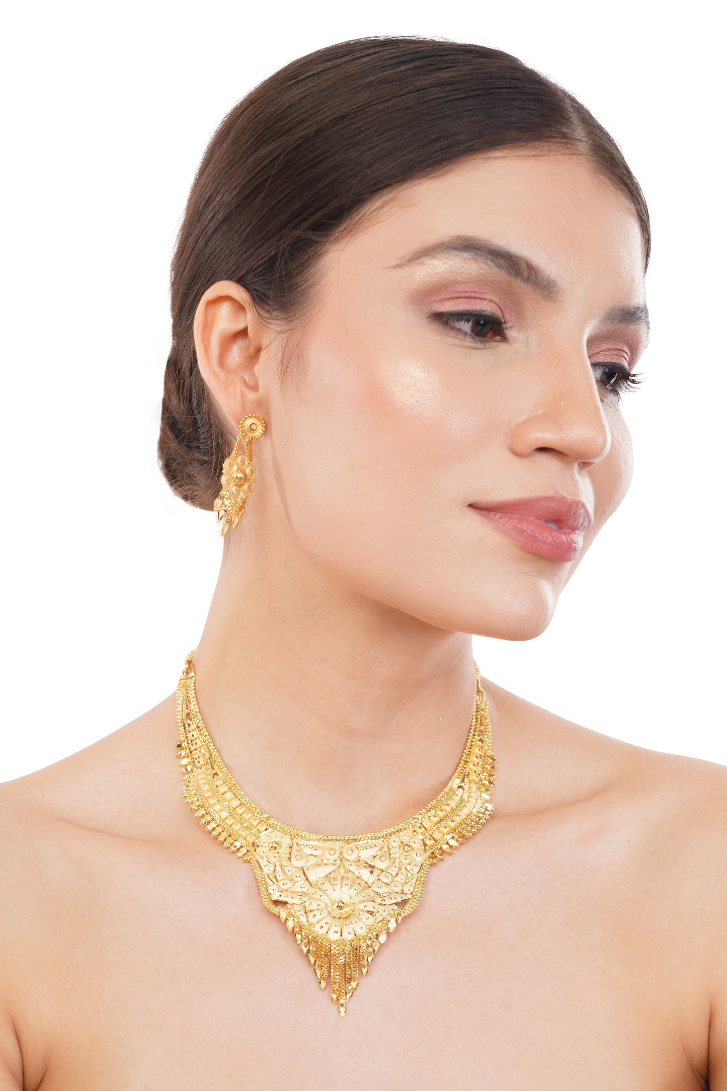 05 1Gm Gold Haar Necklace and Earring Set