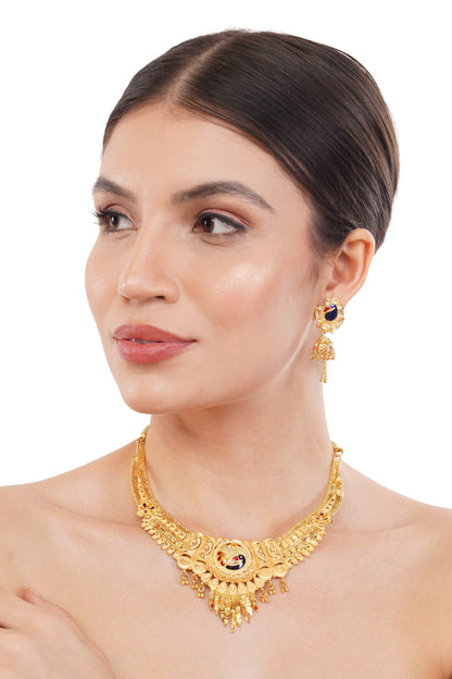 07 Intricate 1Gm Gold Necklace and Earring Set