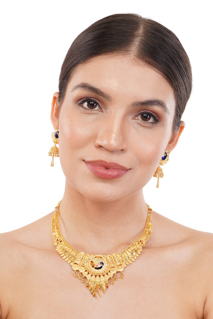 07 Intricate 1Gm Gold Necklace and Earring Set