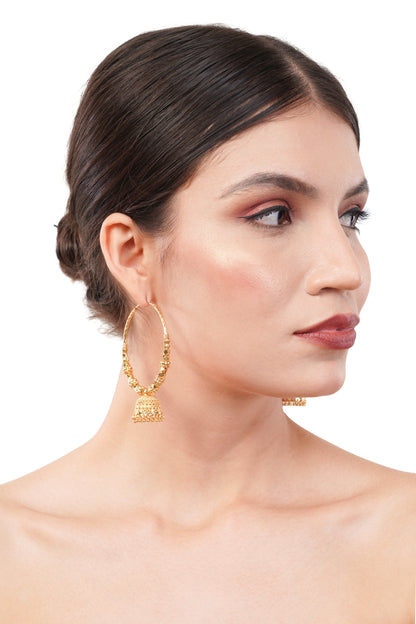 034 Jhumka Hoop 1Gm Gold Earrings Set