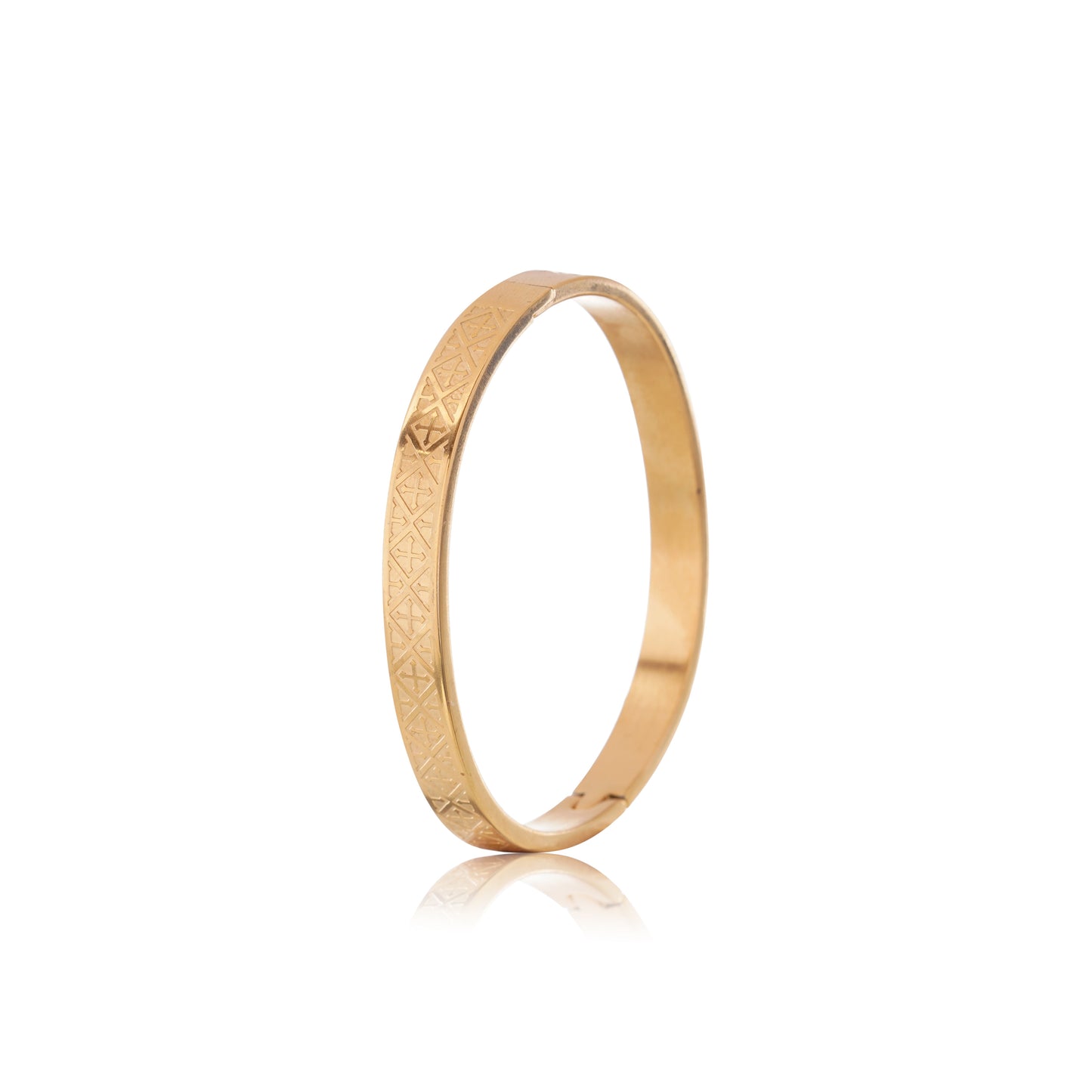 021 1Gm Gold Bangle Bracelet with Geometric Design