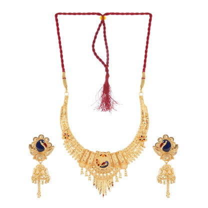 07 Intricate 1Gm Gold Necklace and Earring Set