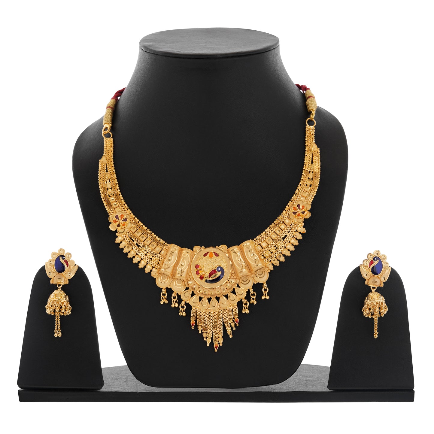 07 Intricate 1Gm Gold Necklace and Earring Set