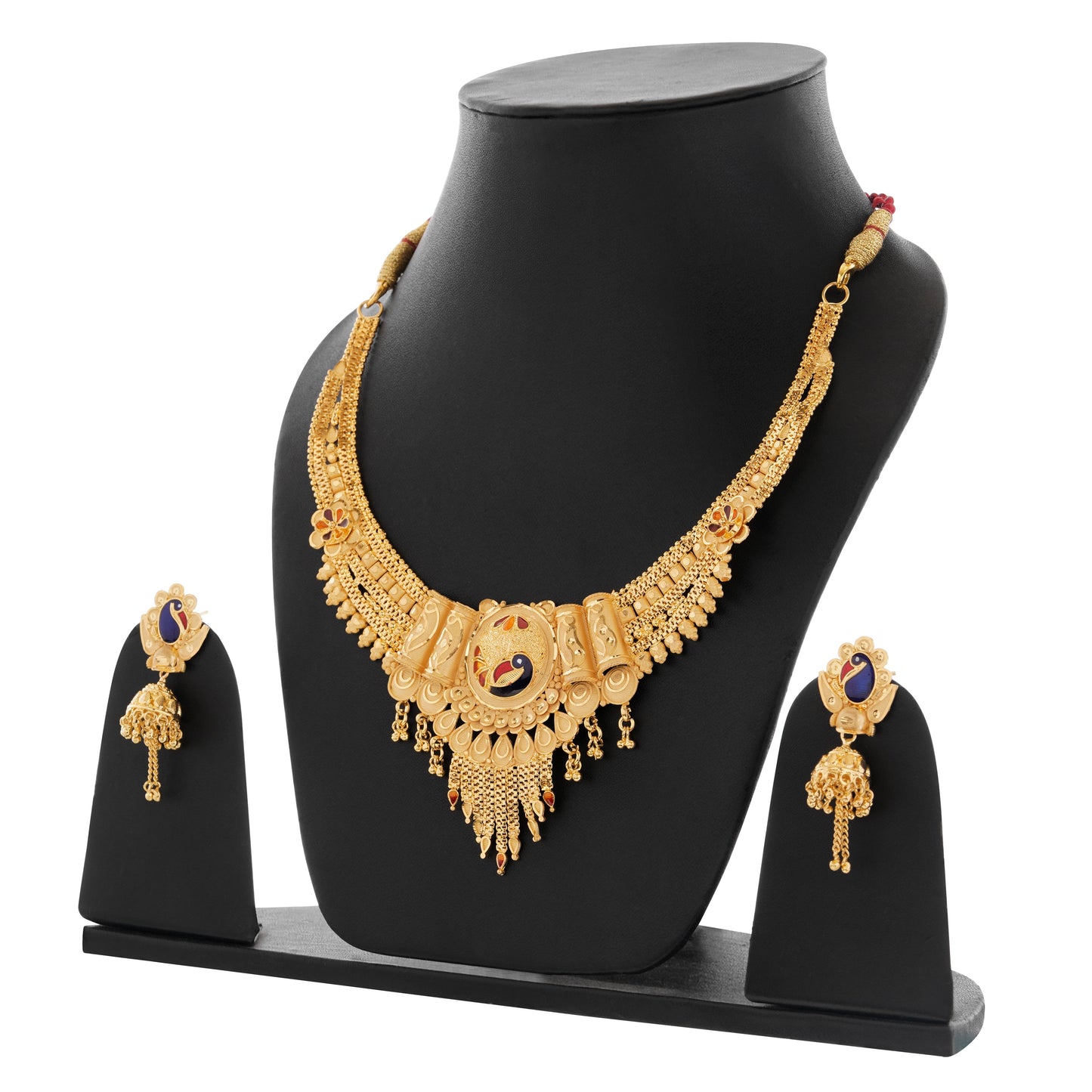 07 Intricate 1Gm Gold Necklace and Earring Set