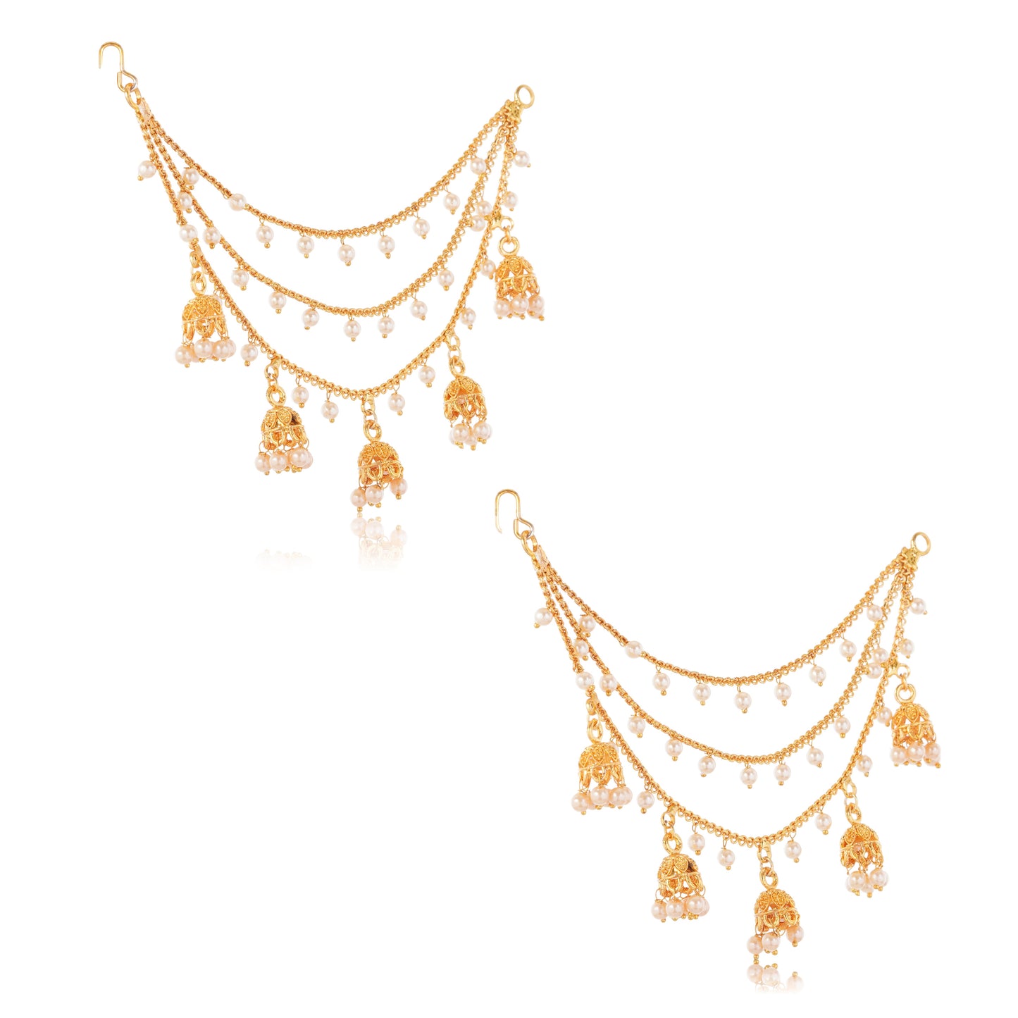 028 Gold 1Gm Plated Filigree Triple Layer Earrings Set