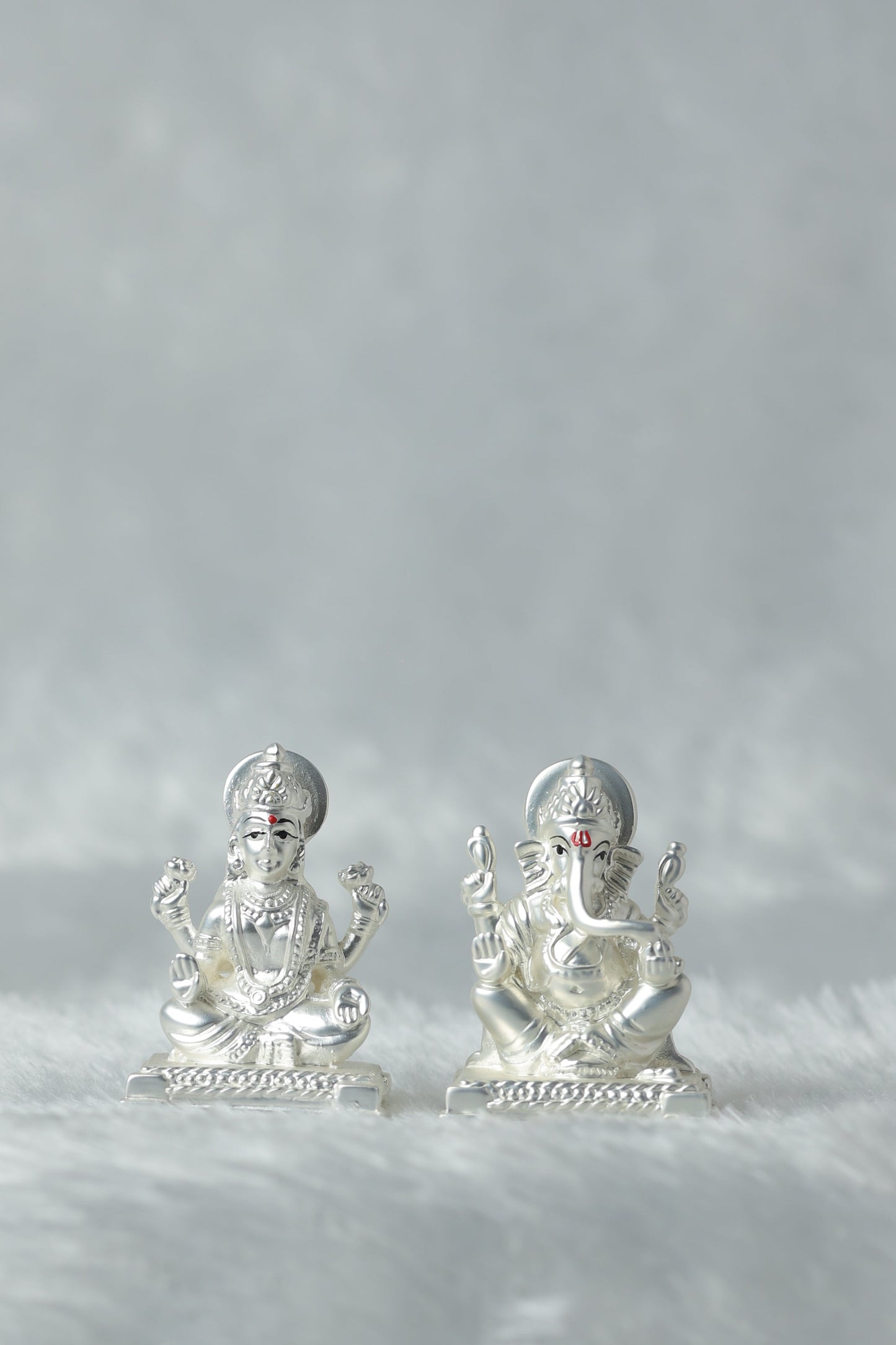 8 Silver plated Matt finish Laxmi and Ganpati Ji