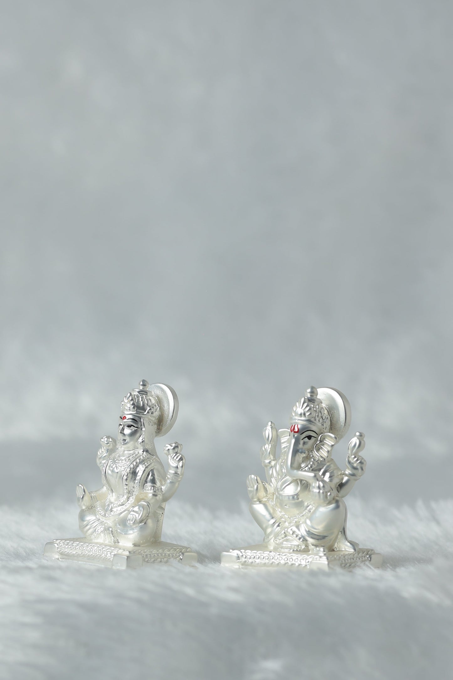 8 Silver plated Matt finish Laxmi and Ganpati Ji