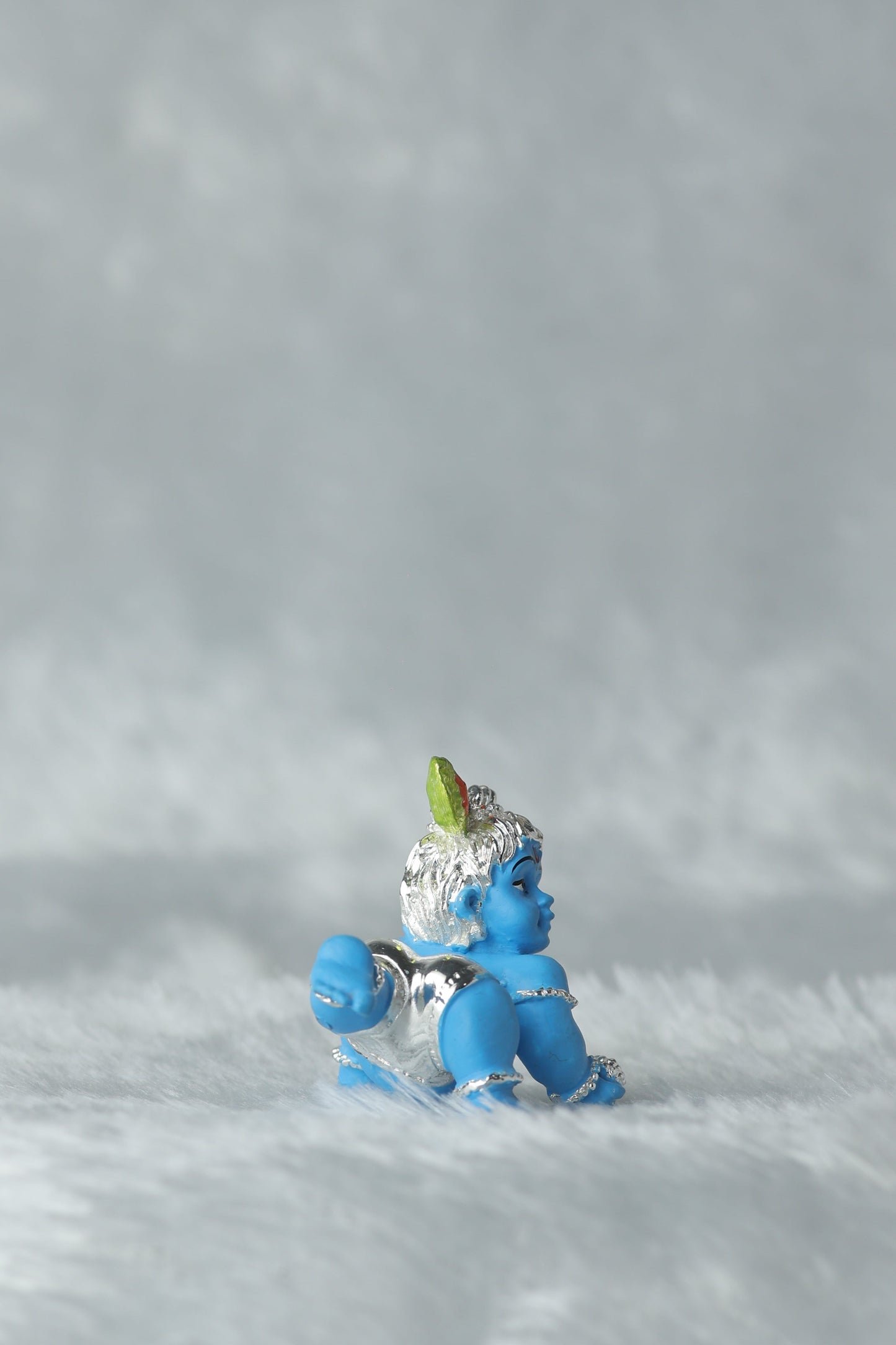 2 Laddu Gopal Silver plated with blue Colour