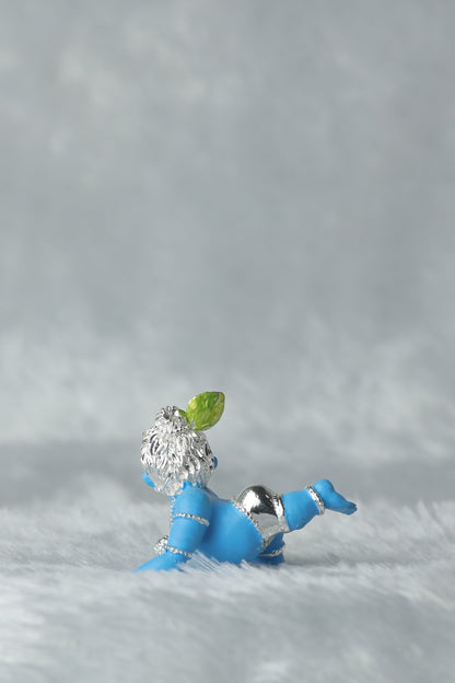 2 Laddu Gopal Silver plated with blue Colour