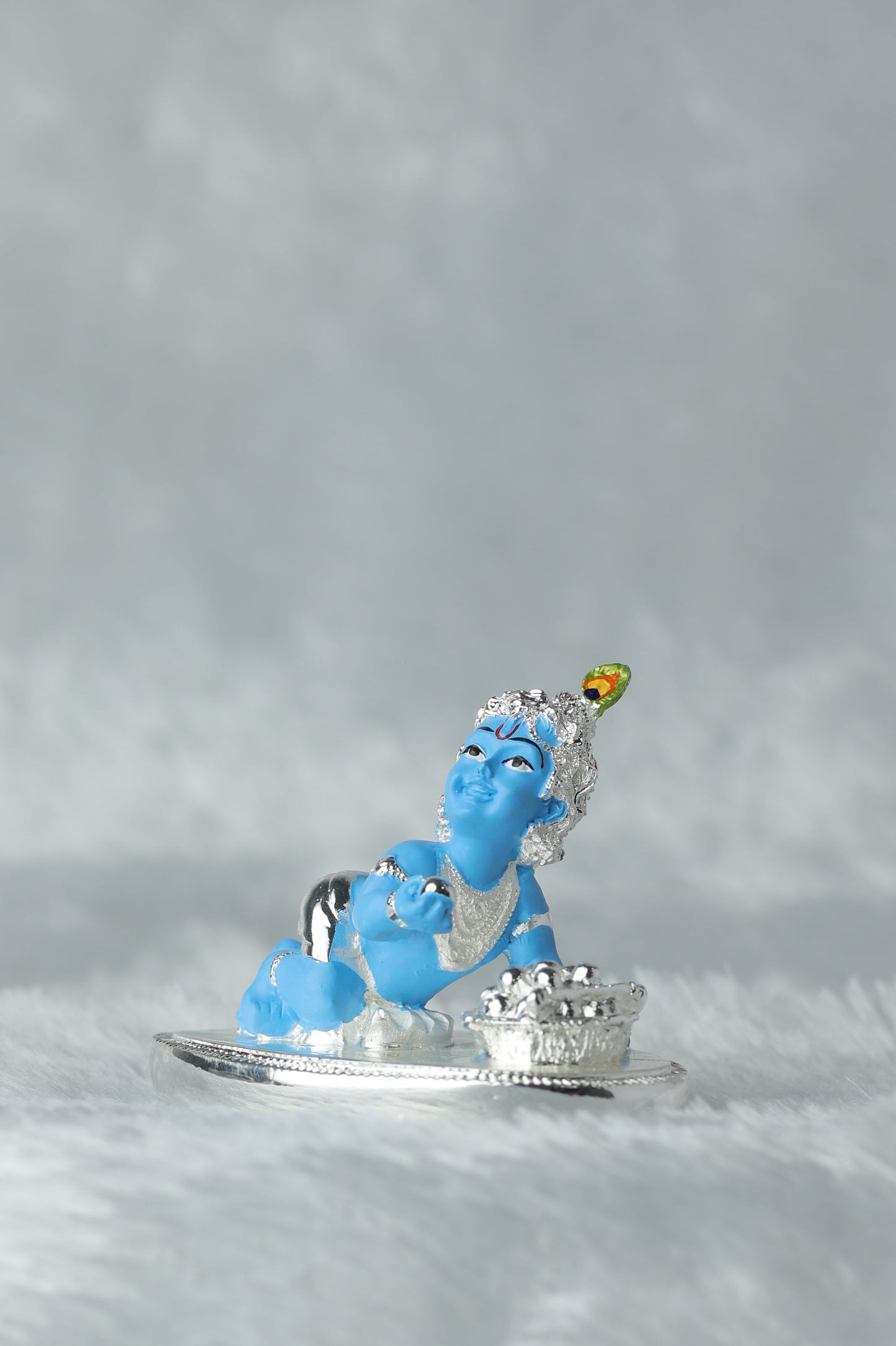 1 Laddu Gopal Silver plated with blue Colour