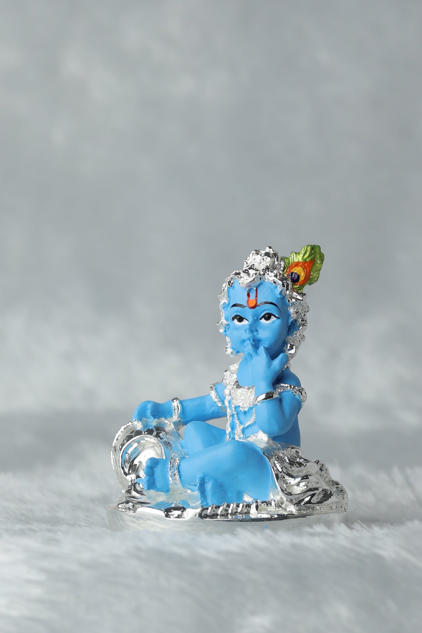 3 Makhan Chor Silver Plated with blue colour