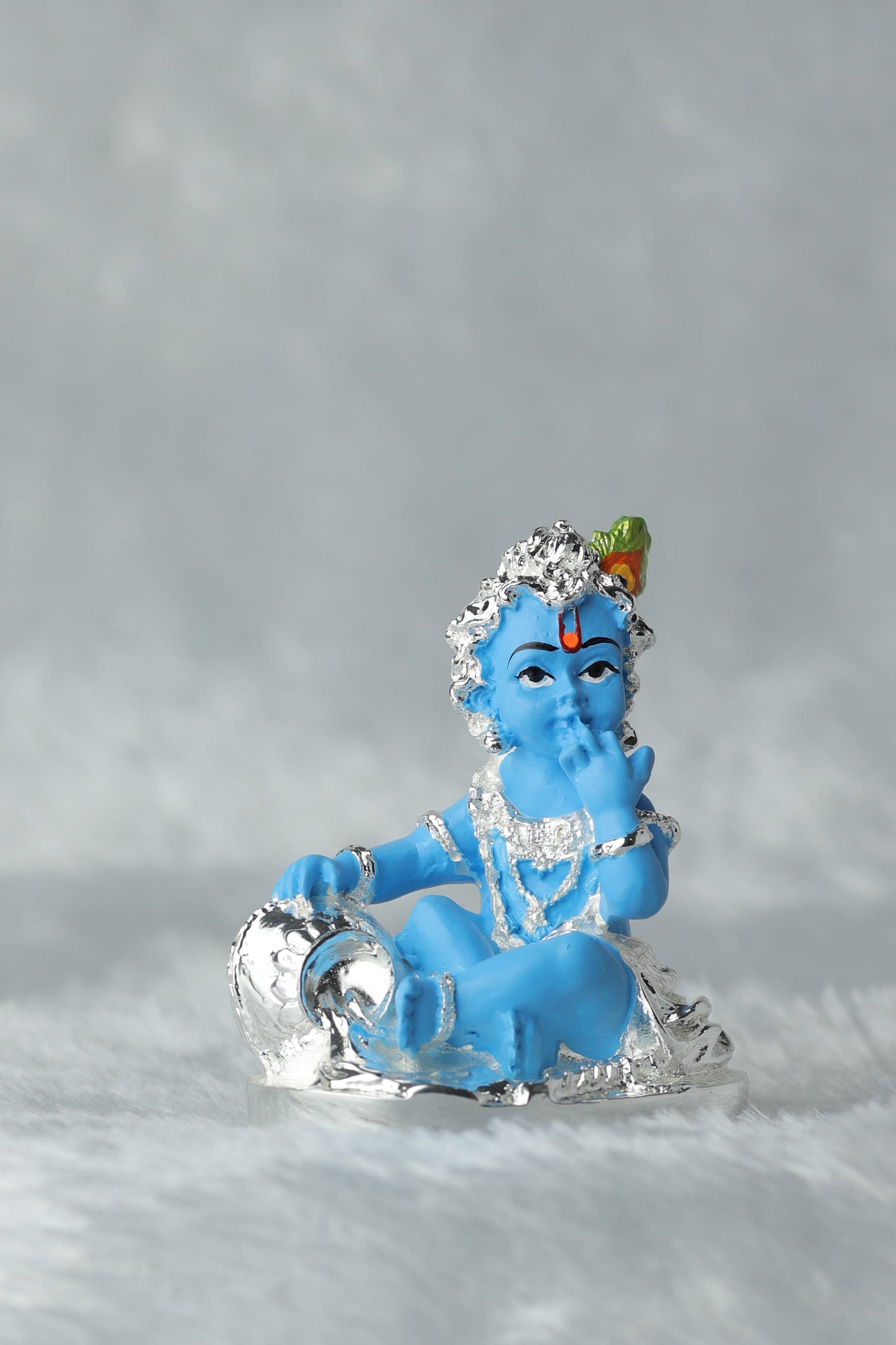 3 Makhan Chor Silver Plated with blue colour