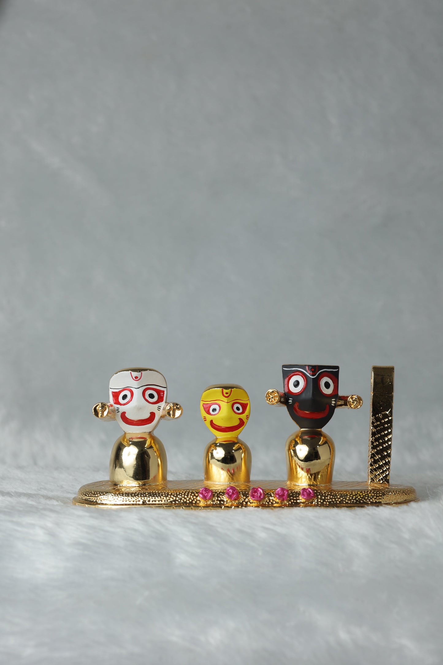 9 Gold Plated Jagganath ji, Balbhadra and Subhdra and Chakta Set