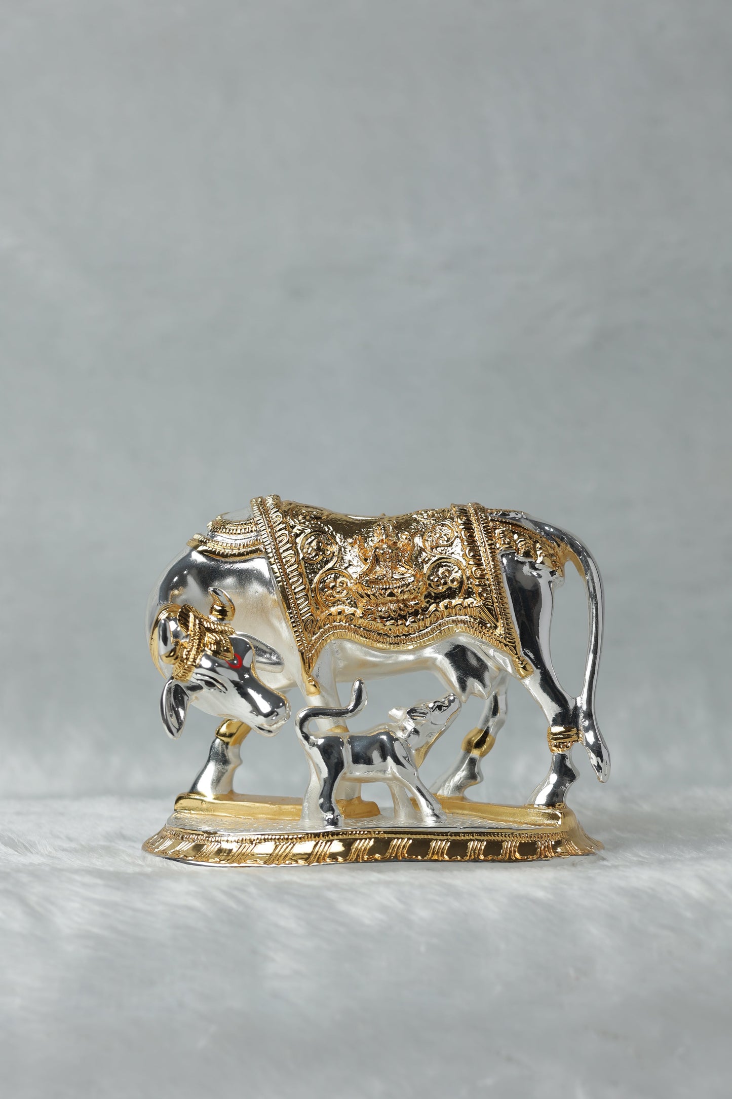 34 Gold and Silver plated Kamdhenu cow calf