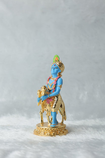 16 Gold plated Krishana with calf blue Colour