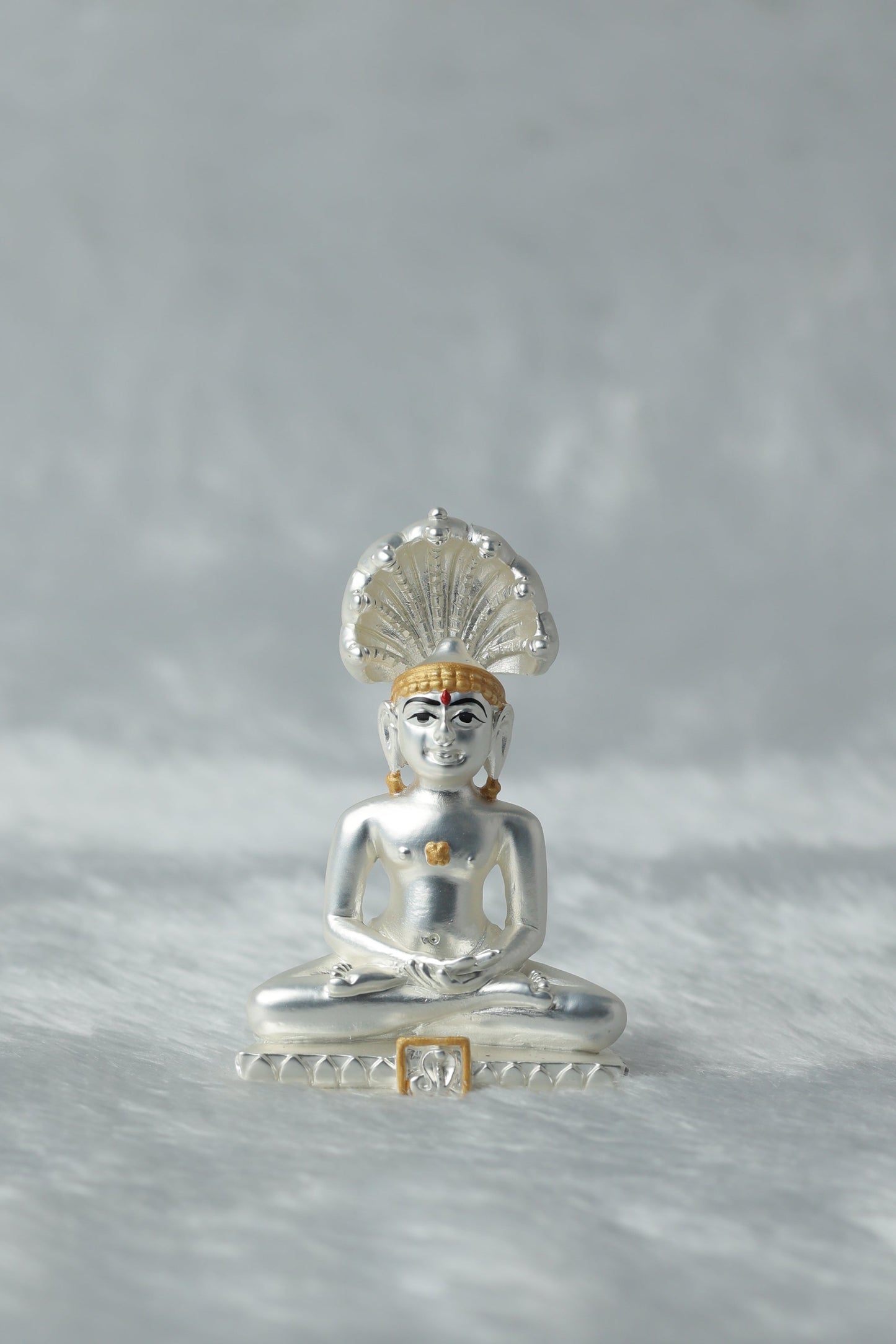 42 Silver plated matt finish Jain Tirthankara Idol with Golden Border