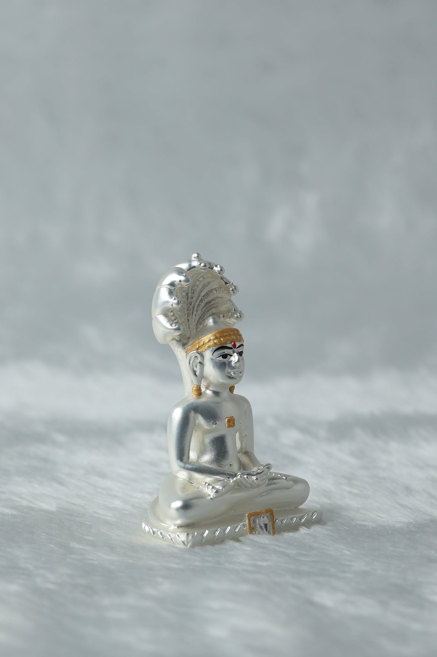 42 Silver plated matt finish Jain Tirthankara Idol with Golden Border