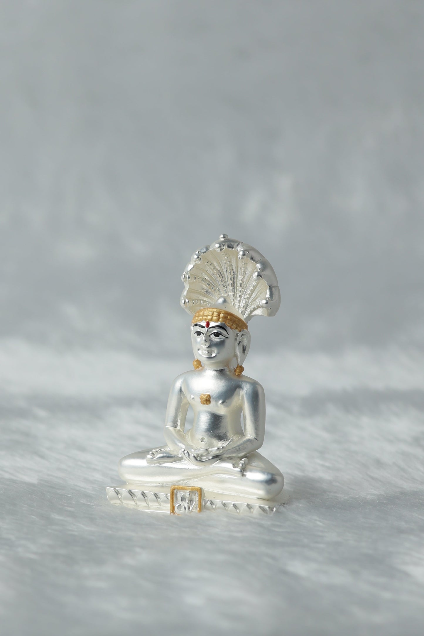 42 Silver plated matt finish Jain Tirthankara Idol with Golden Border